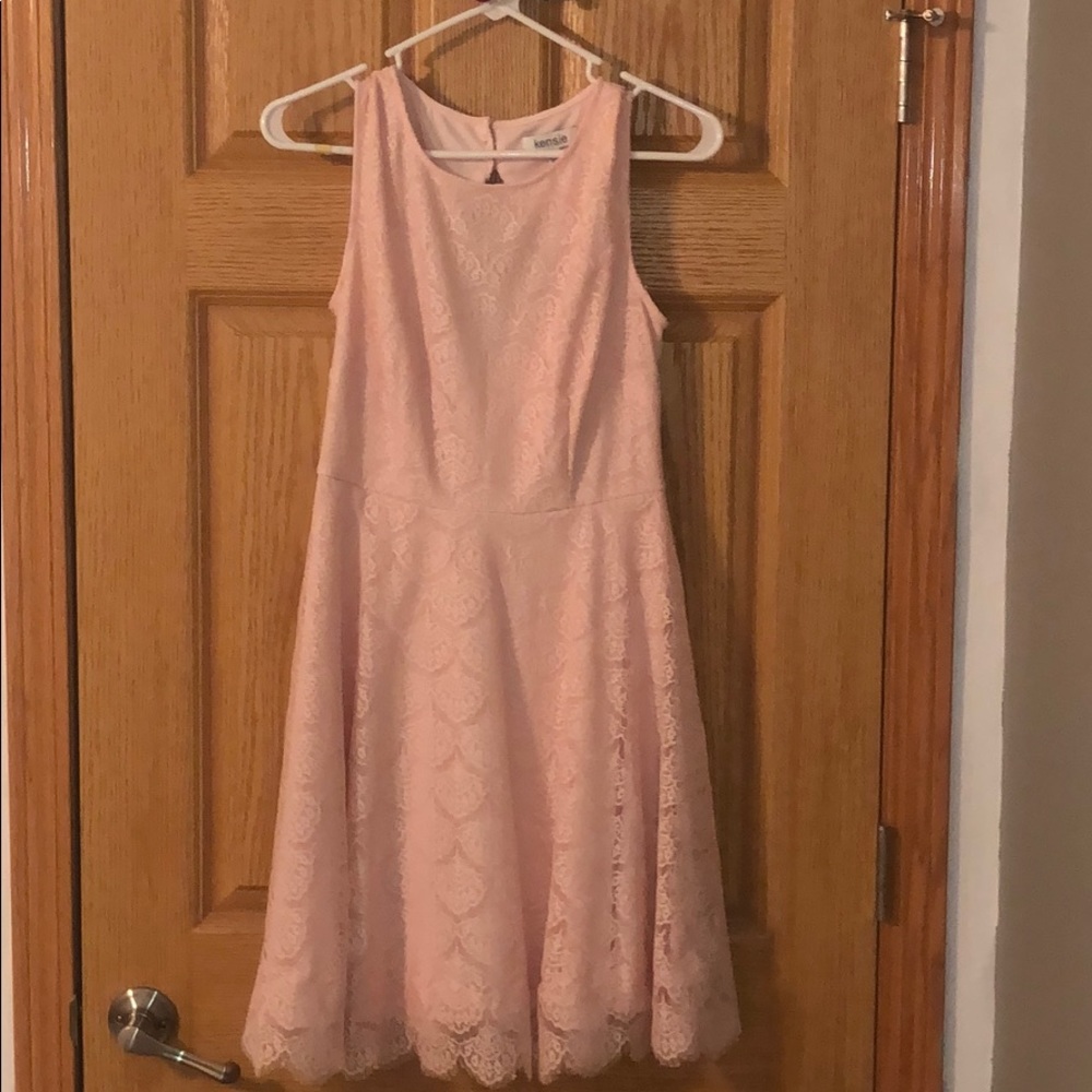 Pink, Knee-Length Dress with Lace, Size 2